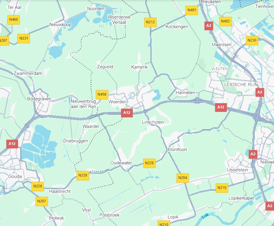 Kaart regio Woerden